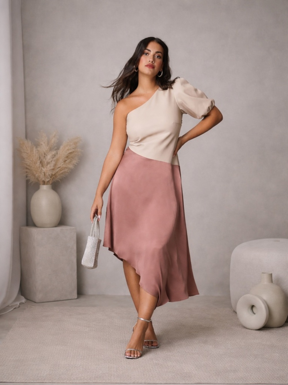 Anthropologie Faux Leather Midi Dress 16W One Shoulder NWT